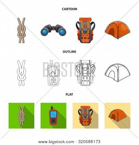 Vector Design Of Mountaineering And Peak Icon. Set Of Mountaineering And Camp Vector Icon For Stock.