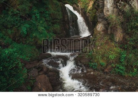 Chodor Waterfall at Lake Teletskoye in the Altai Mountains