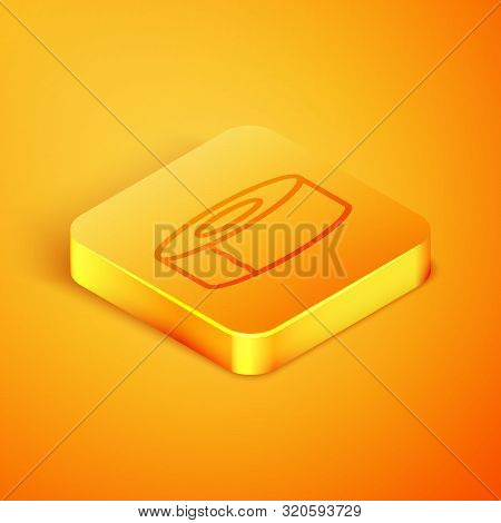 Isometric Line Scotch Icon Isolated On Orange Background. Roll Of Adhesive Tape For Work And Repair.