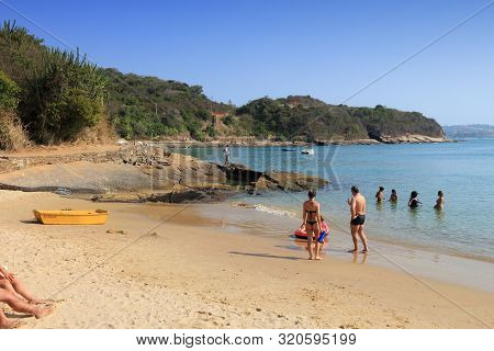 Buzios, Brazil - October 16, 2014: People Visit Ferradura Beach In Buzios, State Of Rio De Janeiro I