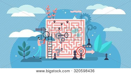 Problem Solving Vector Illustration. Flat Tiny Solution Finding Persons Concept. Equation Analysis A