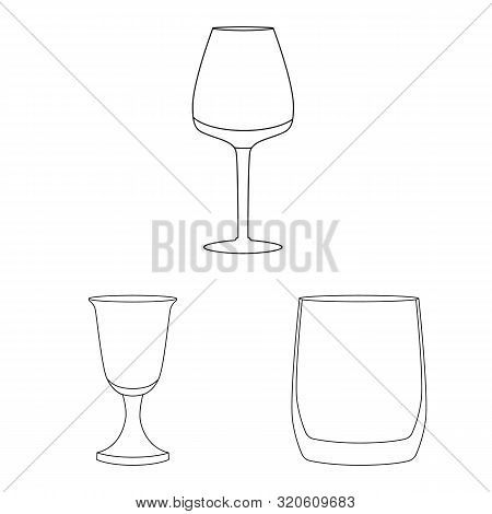 Vector Illustration Of Dishes And Container Symbol. Set Of Dishes And Glassware Stock Vector Illustr
