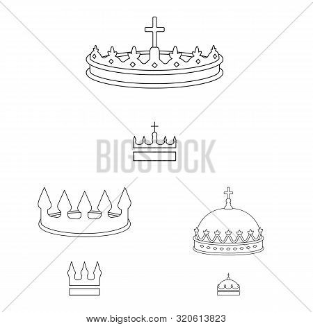 Vector Illustration Of Queen And Heraldic Icon. Set Of Queen And Vip Stock Symbol For Web.