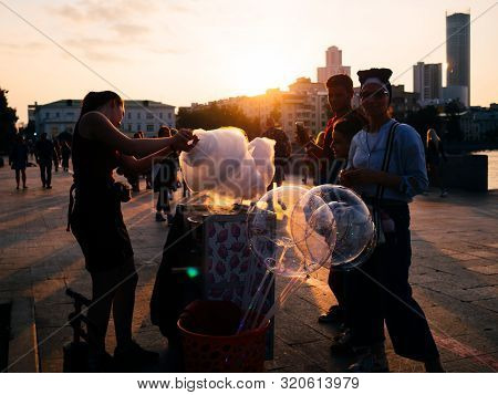 Yekaterinburg, Russia - August 16, 2019: People Have Fun And Buy Sweets In Yekaterinburg At The Cele