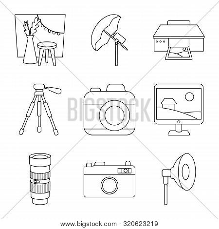 Isolated Object Of Photography And Equipment Logo. Set Of Photography And Accessories Stock Symbol F