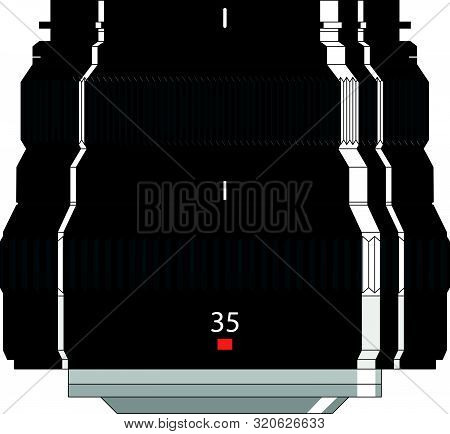 Flat 35mm Camera Lens Illustration Front View