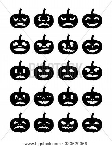 Halloween. A Set Of Funny Pumpkin Silhouettes For The Feast Of All Saints