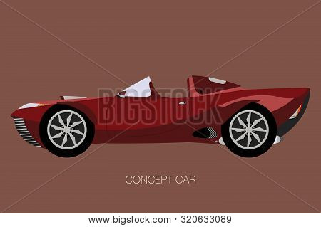 Super Car Vector, Side View Of Car, Automobile, Motor Vehicle, Flat Design Style, Fully Editable