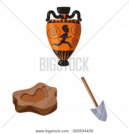 Isolated Object Of Archaeology And Historical Symbol. Set Of Archaeology And Excavation Stock Vector