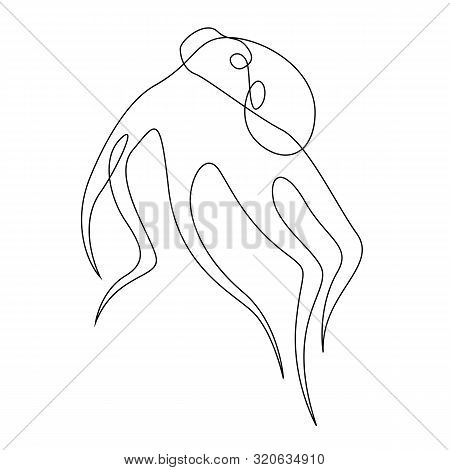 Octopus Illustration Drawn By One Line. Minimalist Style Vector Illustration