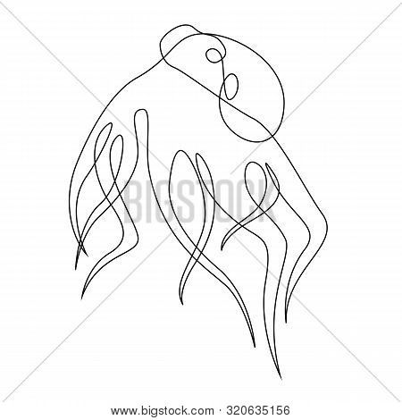 Octopus Illustration Drawn By One Line. Minimalist Style Vector Illustration