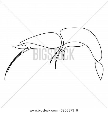 Shrimp Illustration Drawn By One Line. Minimalist Style Vector Illustration