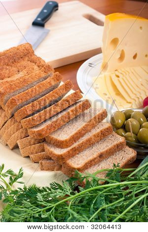 Bread, Emmenthal Cheese, Chopping Board