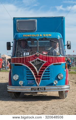 Blandford Forum.dorset.united Kingdom.august 24th 2019.a Restored Vintage Foden Lorry Is Being Drive