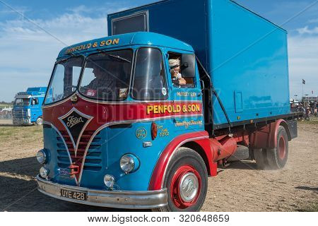 Blandford Forum.dorset.united Kingdom.august 24th 2019.a Restored Vintage Foden Lorry Is Being Drive
