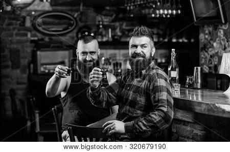 Men Relaxing At Bar. Friendship And Leisure. Friday Relaxation In Bar. Friends Relaxing In Pub. Hips