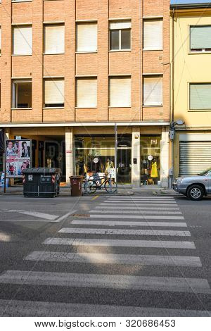 Rovigo, Italy - July, 7, 2019: zebra crossroad in Rovigo, Italy