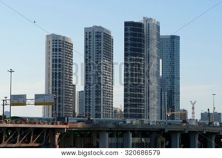Moscow, Russia - August, 29, 2019: multystoried inhabited house in Moscow, Russia