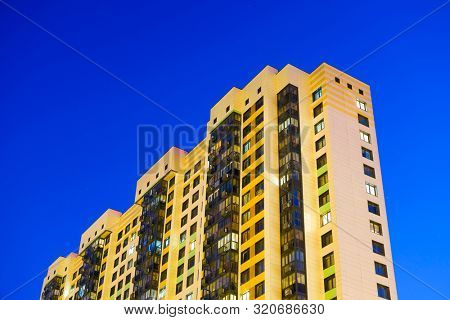 Moscow, Russia - August, 29, 2019: multystoried inhabited house in Moscow, Russia