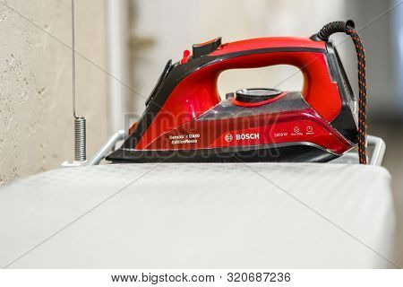 Mosocw region, Russia - August, 23, 2019: iron in a hotel corridor in Mosocw region, Russia
