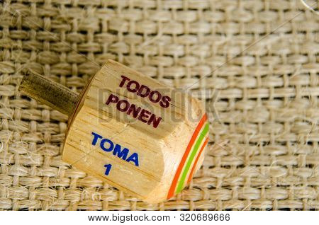 Traditional Pirinola Mexican Handmade Wooden Toy With Titles In Spanish 