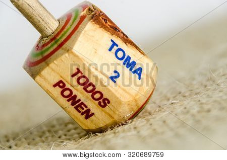 Traditional Pirinola Mexican Handmade Wooden Toy With Titles In Spanish 