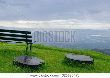 Nature View Bench With Amazing Landscape Image Taken At Kodaikanal Tamilnadu India From Top Of The H