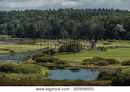 Old Windmill In Mikhailovskoe, A Family Estate Of The Famous Russian Poet Alexander Pushkin.