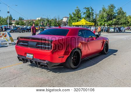 Dodge Challenger On Display During Supercar Sunday Event.