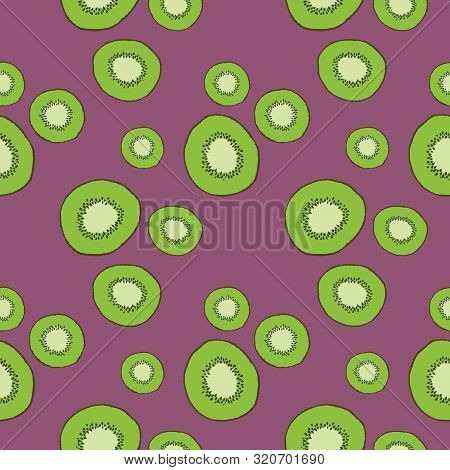 Colorful Kiwi Fruit Bladder Interrupts Seamless Pattern.