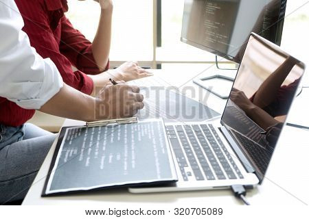 Teamwork Team Programmer Working With Computer