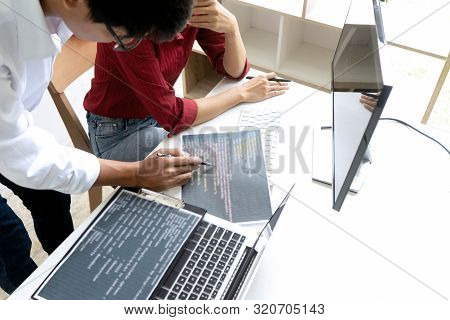 Teamwork Team Programmer Working With Computer