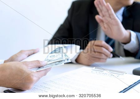 Business Man Give Bribe To The Officer