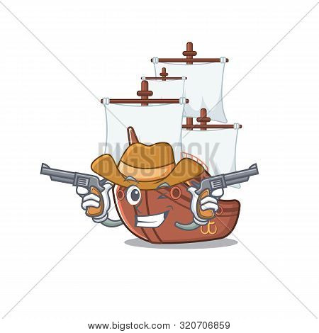 Cowboy Pirate Ship Isolated With The Cartoon