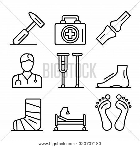Podiatrist Icons Set. Outline Set Of Podiatrist Vector Icons For Web Design Isolated On White Backgr