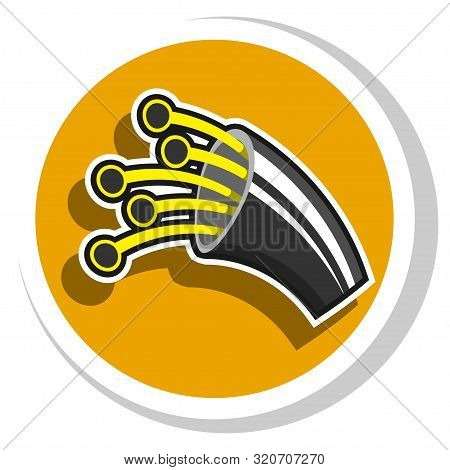 Optic Cable Icon On Orange Circle With Shadow