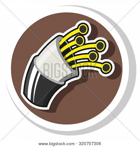 Optic Cable Icon On Brown Circle With Shadow