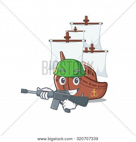 Army Pirate Ship Isolated With The Cartoon