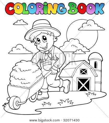 Färbung Buch Bauernhof Thema 3-Vektor-Illustration.