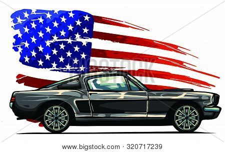 Vector Graphic Design Illustration Of An American Muscle Car
