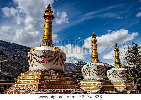 Monastery And Budhha Colorful Unique Angle Image Is Taken At Manali India Showing Its Amazing Divers