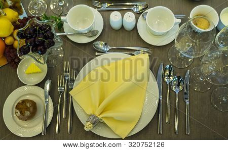 Luxury Wedding Party Dinner Table Setting Concept.