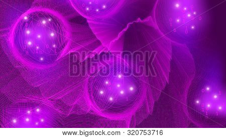 Violet Big Data Architecture. Social Network. Gradient Technology Design. Purple Tech Fractal. Futur