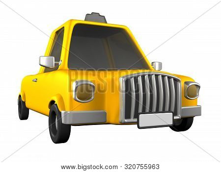 3d Toon Yellow Sedan Car Road Transport
