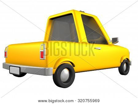 3d Toon Yellow Sedan Car Road Transport