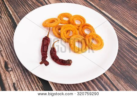 Indian Snack Chakli, A Spiral Crisp Fried Snack, It Is Known As Chakali, Murukku, Muruku, Murkoo, Ch