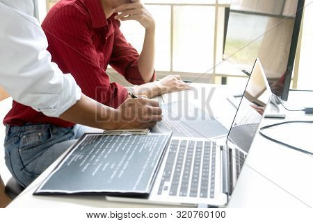 Teamwork Team Programmer Working With Computer