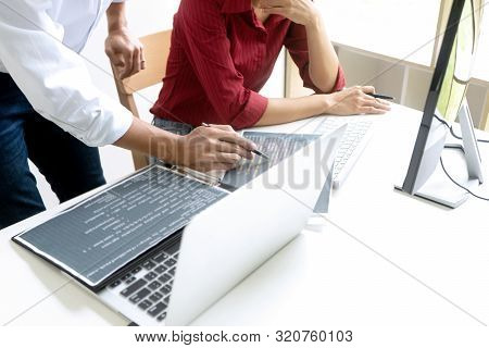Teamwork Team Programmer Working With Computer