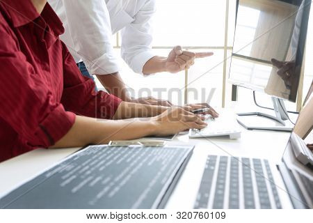 Teamwork Team Programmer Working With Computer