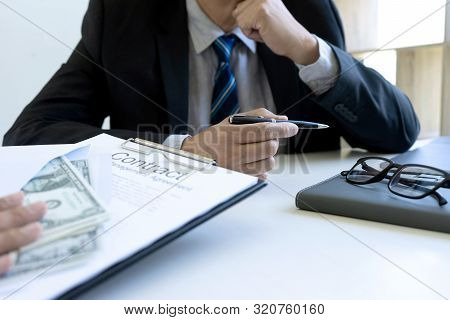 Business Man Give Bribe